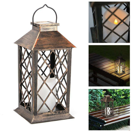 Solar Powered LED Hanging Candle Lantern Light - Waterproof Garden Outdoor