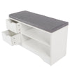 Shoe Bench Shoes Storage Rack Wooden Cabinet Padded Seat Cushion Hallway White