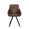 2* Retro Brown Dining Chairs Faux Leather/PU Kitchen Chairs Diamond Design