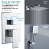 Concealed Thermostatic Shower Mixer Square Chrome Bathroom Twin Head Valve Set