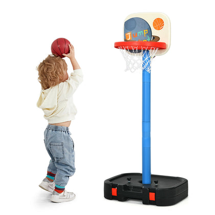 Kids Basketball Hoop Stand 2 in 1 Toddler Basketball Set W/ Ring Toss Adjustable