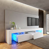 Large 200CM TV Unit High Gloss White Front - RGB LED Lights- TV Stand Cabinet