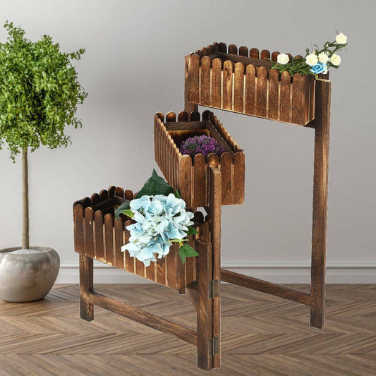 Retro Creative Wooden Plant Flower Pot Display Stand Shelf Storage Rack Holder