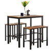 Bar Table and Stool Set For Kitchen Dining Room 4 Metal And Wood Stools High