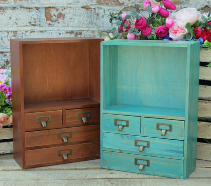 Stand Storage Cabinet Rustic Wood Drawer Unit Jewellery Makeup Boxes Pigeon Hole