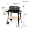 Black Barbecue Steel Charcoal Grill Rectangular BBQ Outdoor Patio Garden Wheels