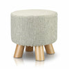 Shabby Chic Small Ottoman Round Pouffe Wooden Footstool Stool/Wooden Leg Padded