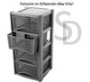 LARGE 3 & 4 PLASTIC DRAWERS -TOWER UNIT TROLLEY CHEST DRAWER SCHOOL OFFICE HOME