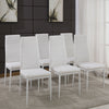 6 Dining Chairs White Faux Leather Padded Seat Kitchen Living Room Furniture