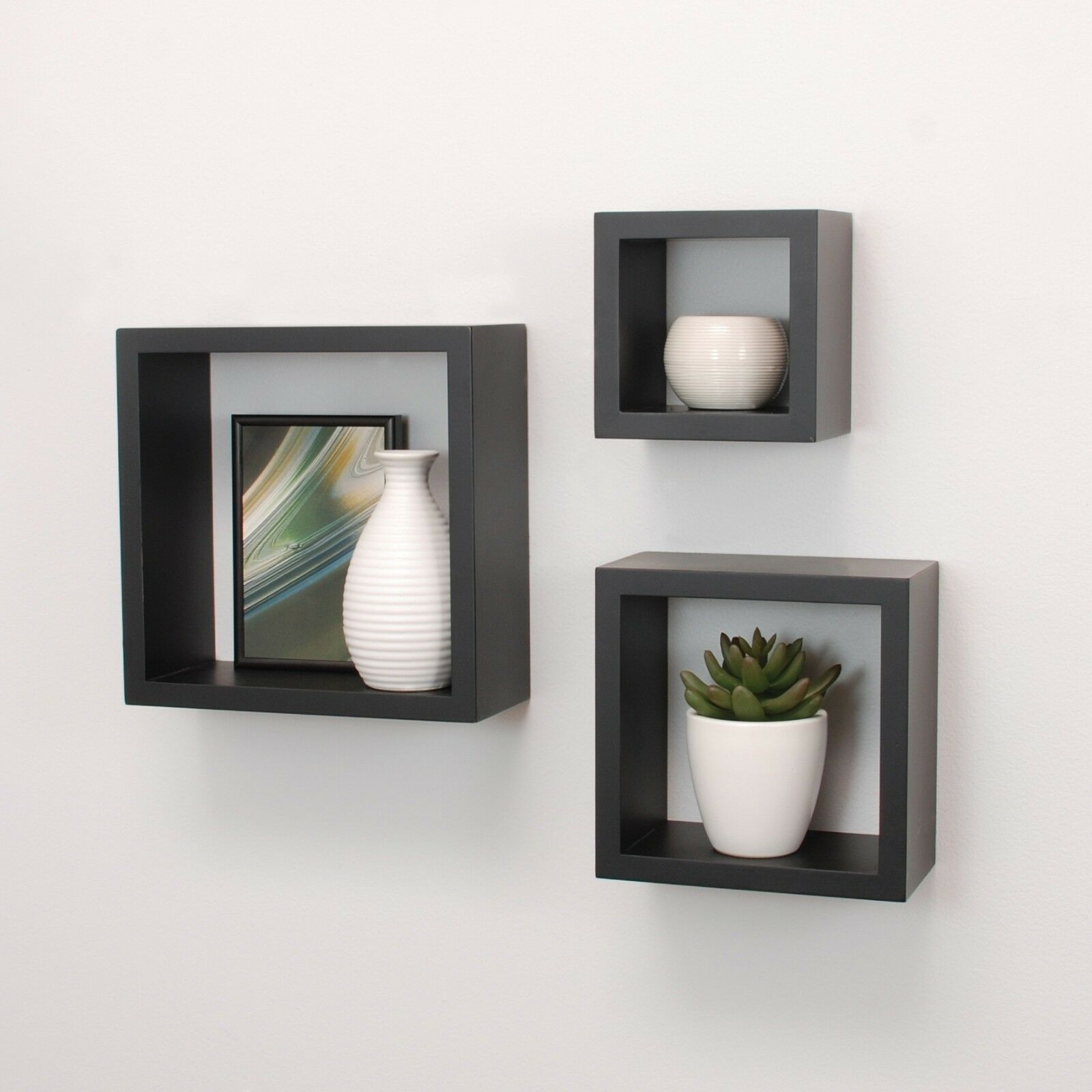 Cali Wall Floating Cube Box Shelf/Shelves Set of 3 Walls Storage Shelving Unit
