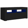 Modern White TV Unit Cabinet Stand 90cm High Gloss Doors with Free LED Lights
