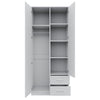 2 Door White Wardrobe with 2 Drawer Hanging Rail Wooden Clothes Storage Cupboard
