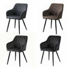 2 Pcs Dining Chairs With Armrests Velvet / PU Cushions Diamond Pattern Backrests