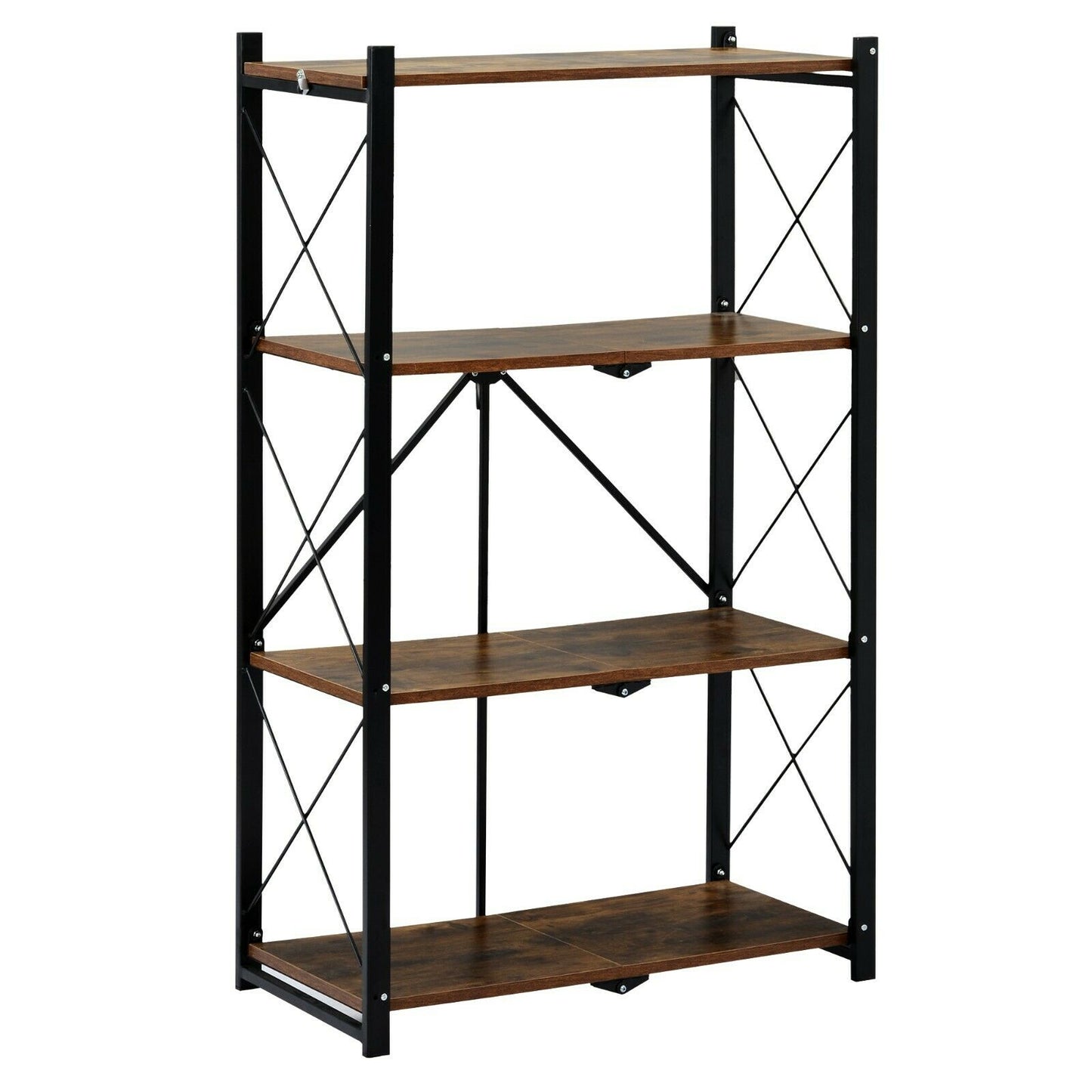 4-Tier Foldable Bookcase Ladder Shelf Bookshelf Plant and Flower Stand Storage
