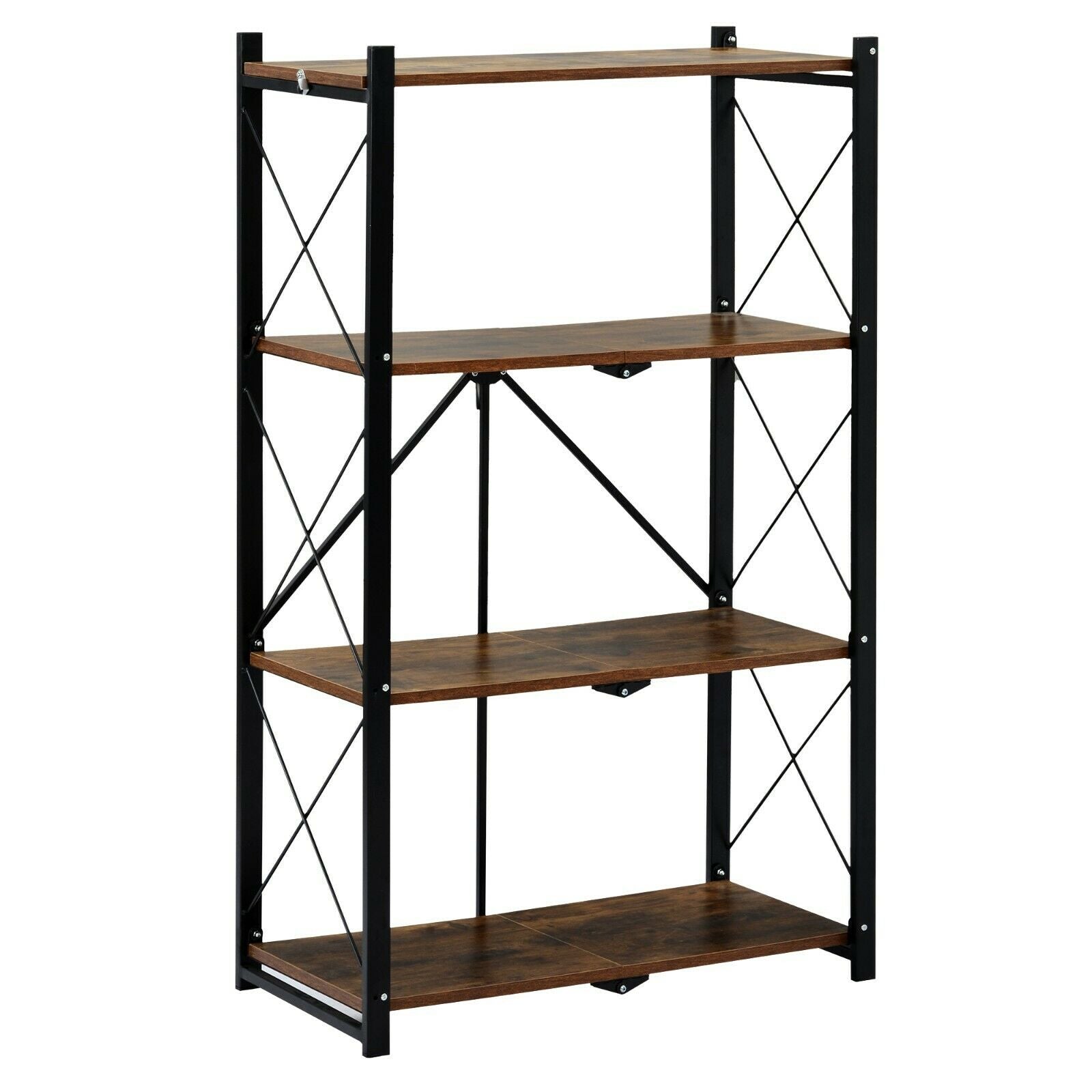 4-Tier Foldable Bookcase Ladder Shelf Bookshelf Plant and Flower Stand Storage