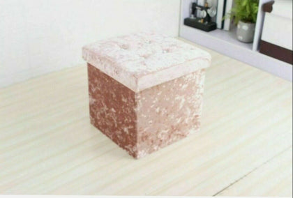 Blush Pink Ottoman storage box with diamonte