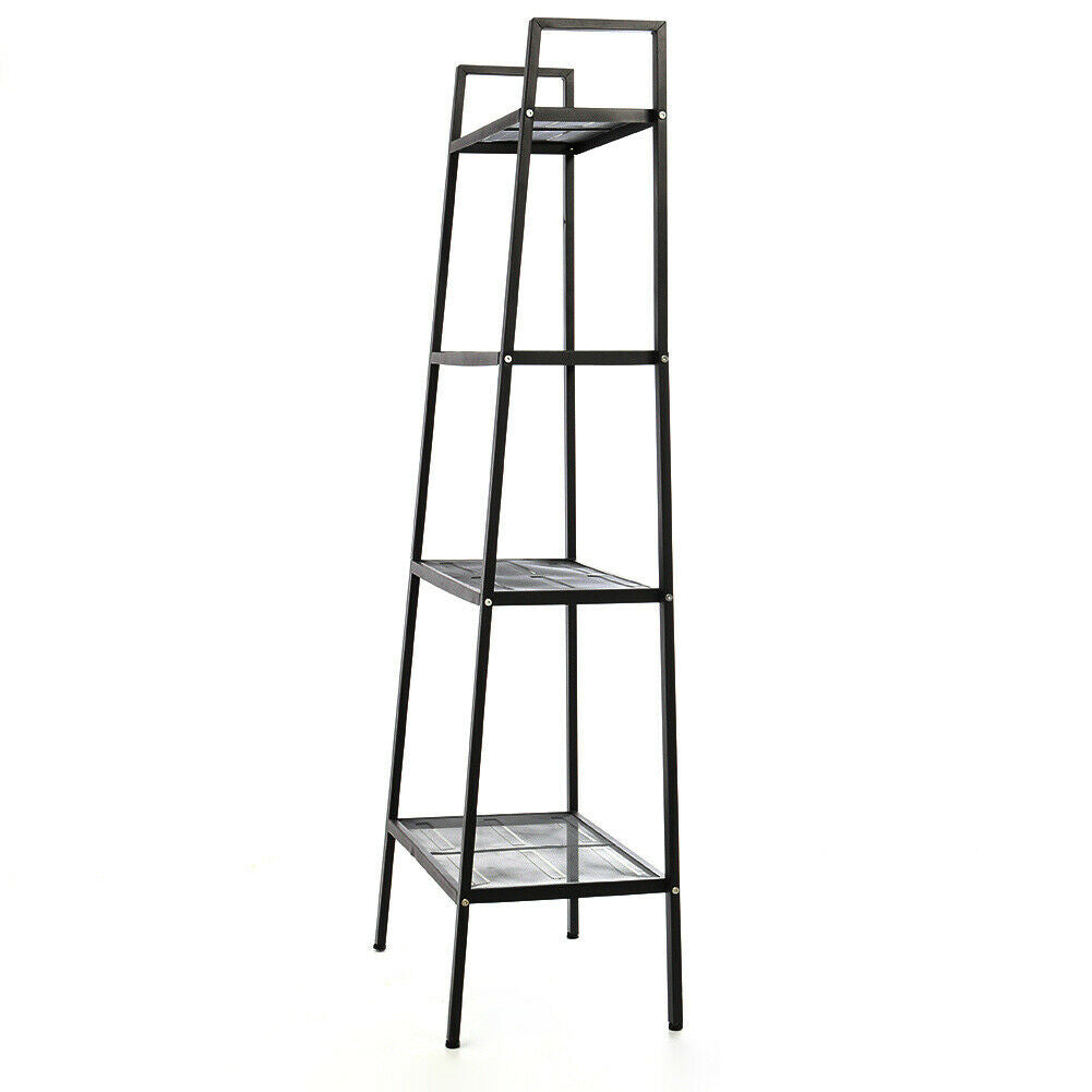 Industrial Style Ladder Bookcase Storage Shelf 4 Tier Display Stands Living Room