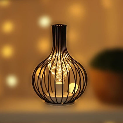 Retro Table Lamp Geometric Wire Industrial LED Light Bulb Bedside Desk Light UK