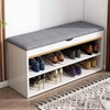 Wooden Ottoman Shoes Storage Rack Bench Padded Grey Seat Cabinet Cupboard Stand