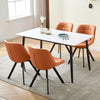 2× brown Faux Leather Dining Chairs Padded Seat & Metal Legs Corner Chairs Room