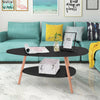 Wood Oval Coffee Table Living Room MDF Sofa Side Table Desk With Storage Shelf