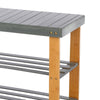 Grey 3Tier Bamboo Shoe Rack Hallway Storage Organiser Holder Stand Seating Bench