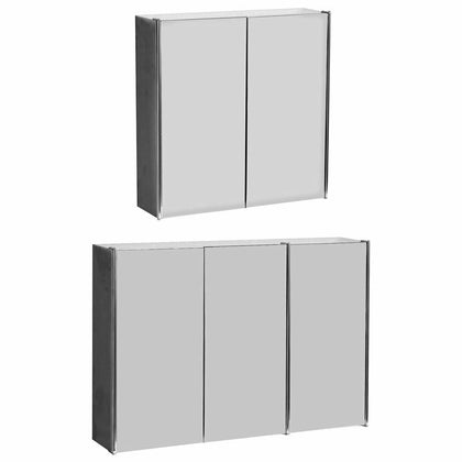 Bathroom Cabinet Double Triple Door Storage Stainless Steel Mirrored Wall