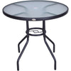 Outsunny Outdoor Round Dining Table Tempered Glass Top w/ Parasol Hole 80cm