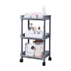 3 Tier Plastic Grey Kitchen Carts Trolley Storage Rack With Wheels Bathroom New
