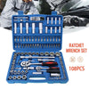 108 X Drive Socket Set 1/2'' 1/4'' Ratchet Screwdriver Tool Kit Spanner Handle