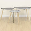 SALE Grey & Wood Scandinavian Modern Set of 3 Room Nested Coffee/End Tables #391