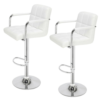 2pcs Bar Stools Leather Chairs Kitchen Breakfast Chairs Swivel Gas Lift 60-80cm
