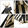 Foldable Stripe Pet Tent Canvas Cats Dogs Teepee House Puppy Kennel with Cushion