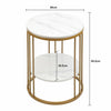 2 Tier Round Side Coffee Table with Gold Metal Frame Marble-Effect Top Sofa Room