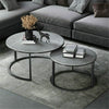 2PCS Industrial Marble Round Coffee Table Nesting Sofa Center Table Living Room