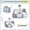 Foldable Baby Playpen with Activity Panel and Basketball Hoop 14 Panels Grey