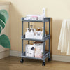 3 Tiers grey Plastic KitchenTrolley Carts With Wheels Bathroom Storage Rack