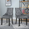 2x Accent Dining Chairs Grey Button Tufted Velvet with Rivets Knocker Chairs New
