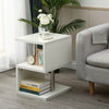 High Gloss 2 Tier Side/Coffee Table LED Light 2 Storage Living Room Furniture UK