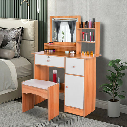 Modern Dressing Table Bedroom Vanity Table Makeup Desk W/ Mirror & 2 Drawers UK