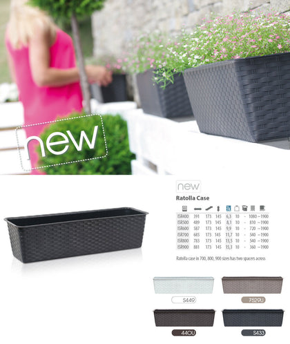 HQ flower pot modern garden planter window box 4 colours rattan 6 sizes 40-90cm.