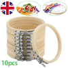 10PCS Wooden Embroidery Hoops Set Bamboo Circle Cross Hoop Stitch Tools 4In/3In