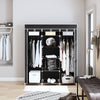 Mondeer Grey/Black Canvas Wardrobe Storage Organiser Hanging Rail Fabric