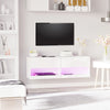 Wall Mount TV Stand Entertainment Center W/ LED Lights, Storage & Cable Holes