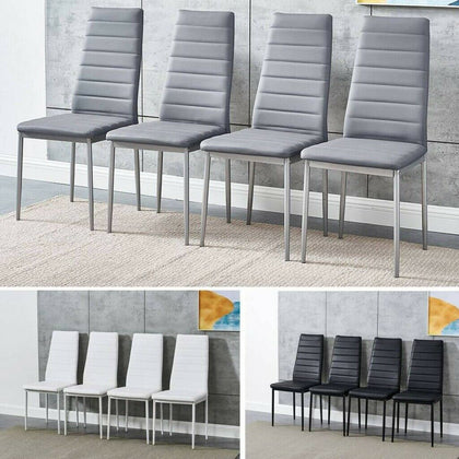Set of 4 / 6 Dining Chairs Padded Seat High back Metal Legs Home Furniture W/B/G
