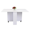 Portable Dining Table Drop Leaf Wheels Kitchen Furniture Folding Top White