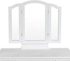 White Dressing Table, Fold 3 Mirror & Stool Set (5 Drawer) Bedroom Makeup Desk