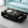 High Gloss Coffee Table With Storage Drawers RGB LED Modern Living Room Wooden