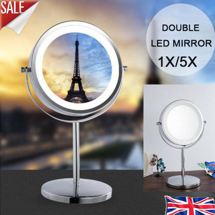 Desktop Beauty Makeup Mirror Double LED Sided Magnifying Cosmetic Lighted Mirror