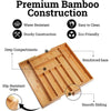 Extendable Bamboo Cutlery Tray Kitchen Drawer Organiser 7-8 Storage Compartments